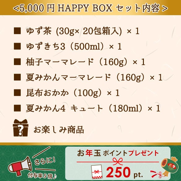 新春福箱5000円| 無添加,自社工場製造,柑橘,柚子,長門ゆずきち,だいだい,福袋