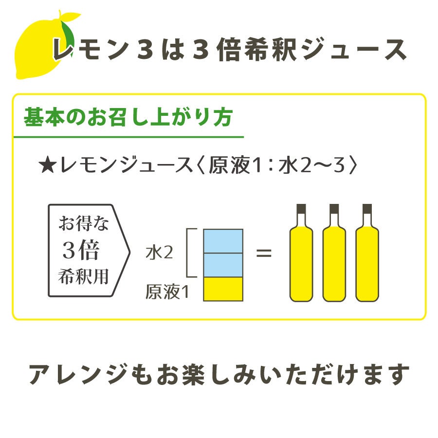 レモン3（500ml）単品 | 柚子屋本店ONLINE STORE